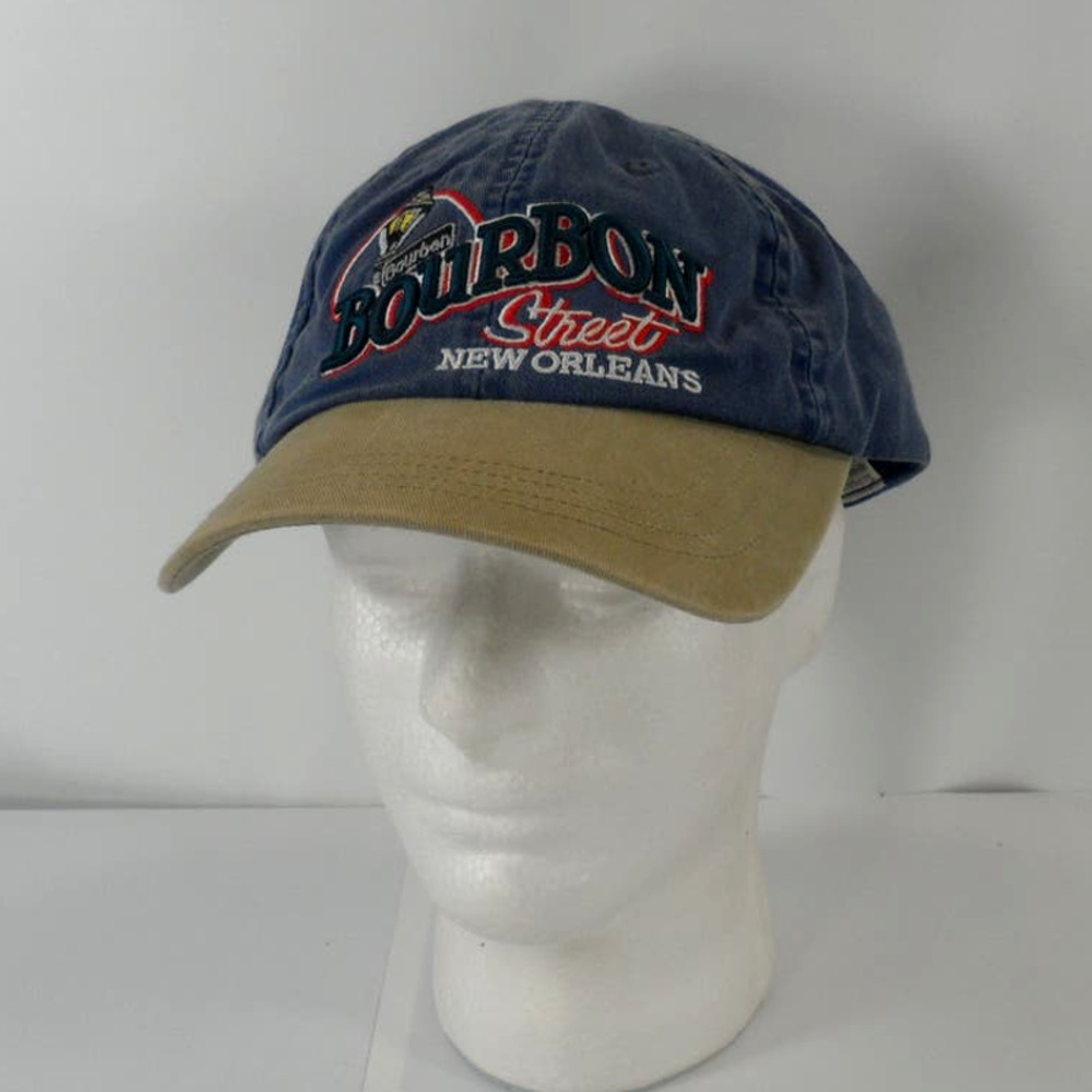 Bourbon Street New Orleans LA Mardi Gras Denim Strapback Cap Hat Sun Products
